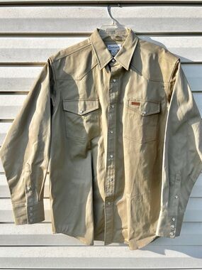 NEW Carhartt size Large Mens Cowboy Long Sleeve Khaki Work Shirt